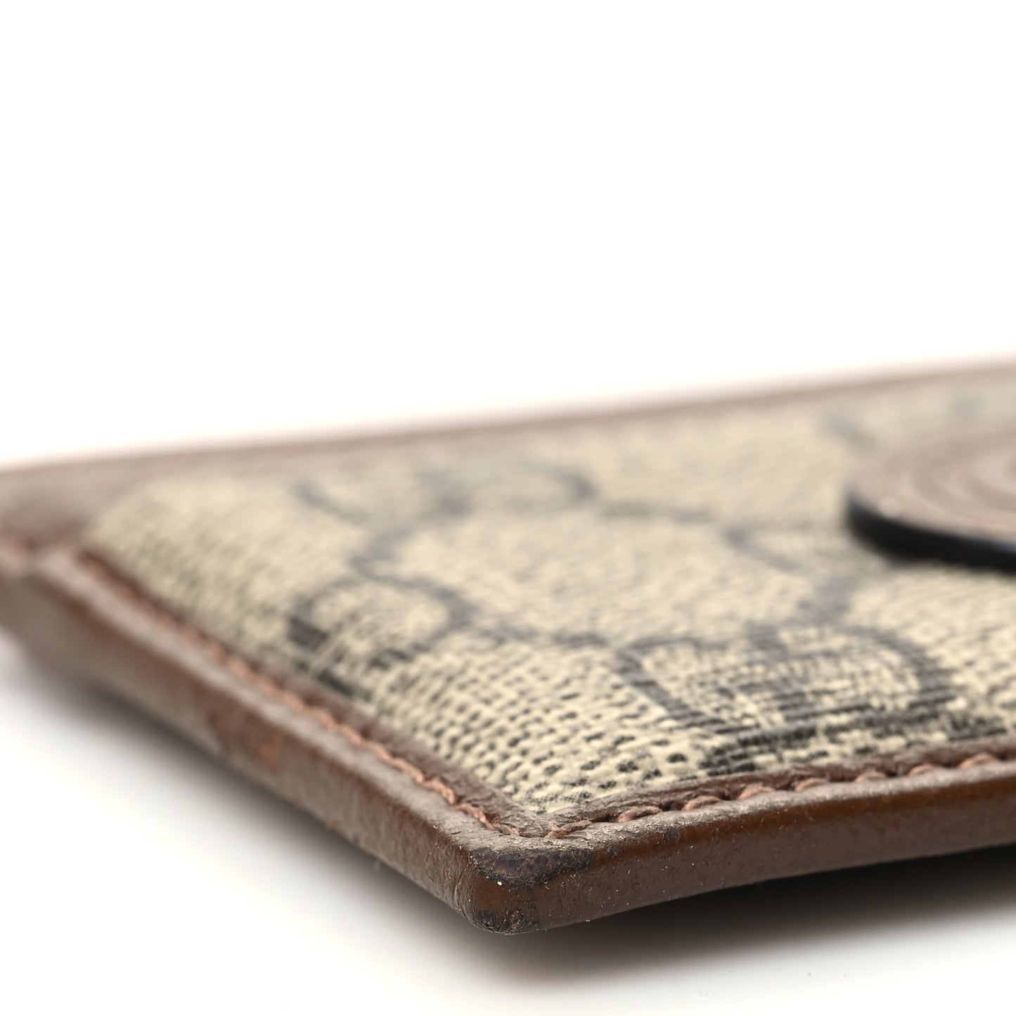 GG Supreme Monogram Azalea Calfskin Retro Interlocking G Card Holder Beige Ebony Brown Sugar
