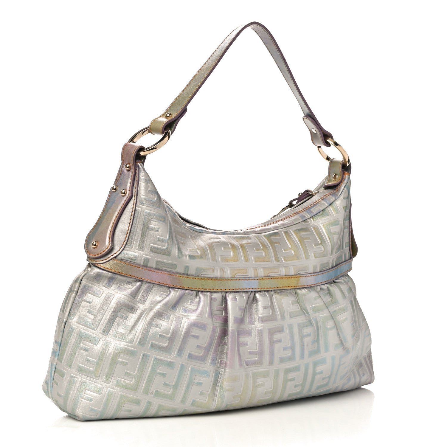 Fendi Metallic Calfskin FF Embossed Chef Hobo Multicolor 2 of 9