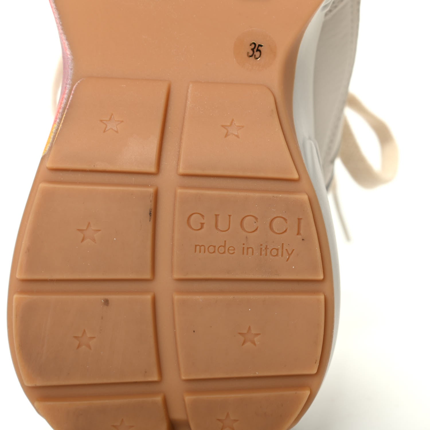 Gucci Calfskin Interlocking G Heart Rhyton Sneakers 35 Mystic White 7 of 8