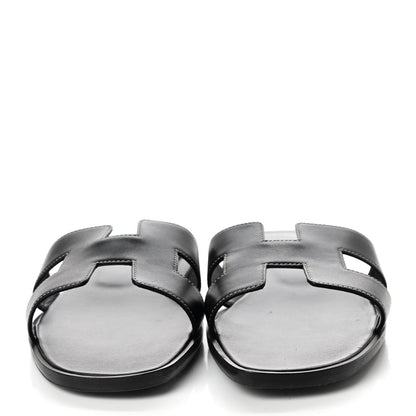 Hermes Box Calfskin Oran Sandals 41 Black 2 of 8