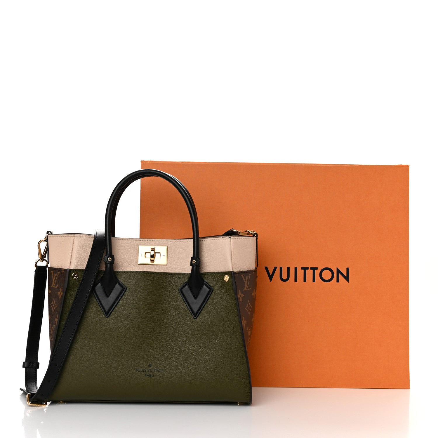 Louis Vuitton Calfskin Monogram On My Side MM Laurier Green Toffee Latte Beige 11 of 11