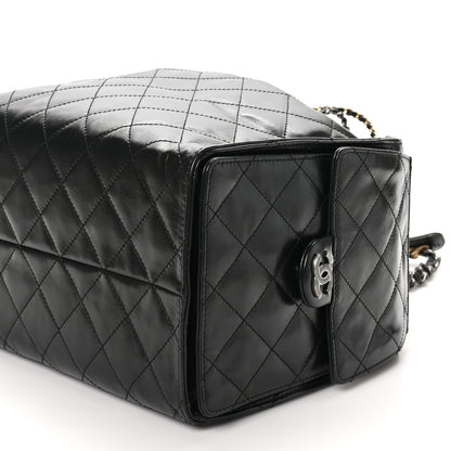 Chanel Shiny Crumpled Calfskin Quilted Medium Chanel 25 Handbag Black 11 of 11