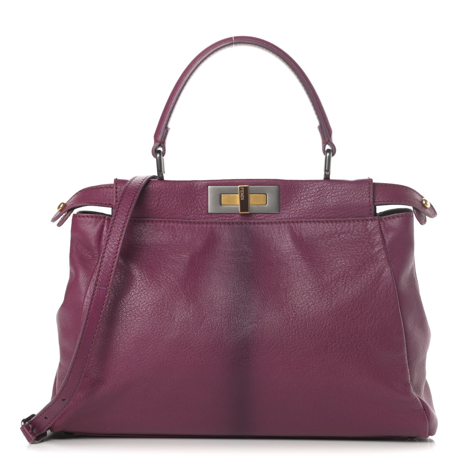 Fendi Goatskin Zucca Medium Peekaboo Iconic Satchel Ciclamino Tobacco Moro 1 of 15