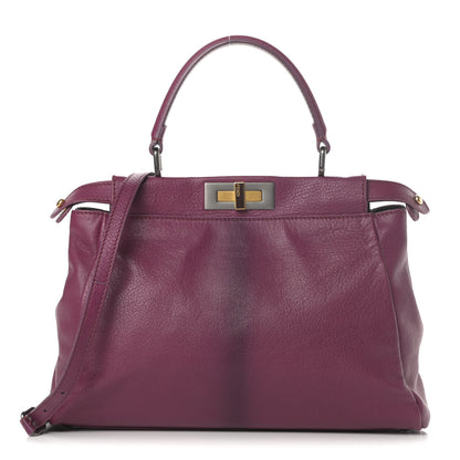 Fendi Goatskin Zucca Medium Peekaboo Iconic Satchel Ciclamino Tobacco Moro 1 of 15