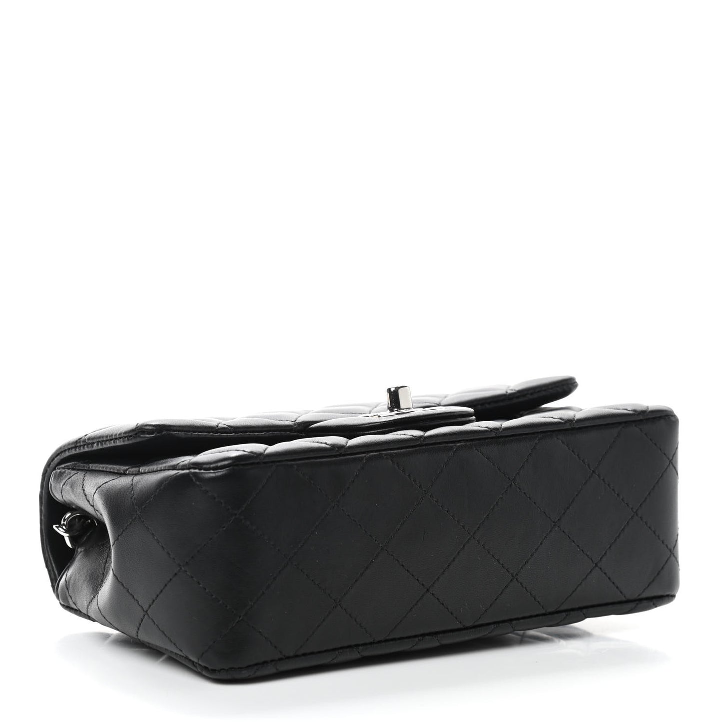 Lambskin Quilted Mini Rectangular Flap Black