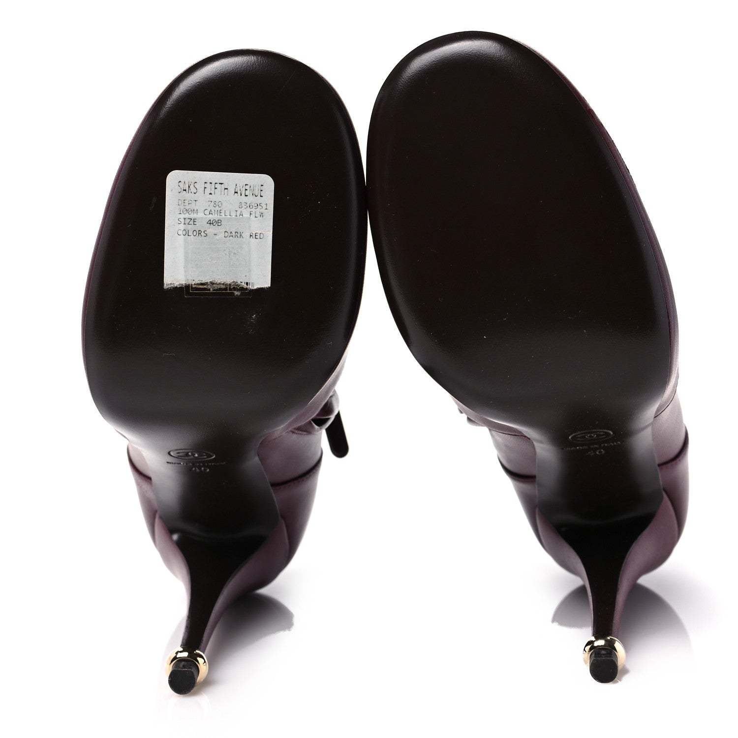 Chanel Lambskin Camelia CC Short Boots 40 Burgundy 5 of 8