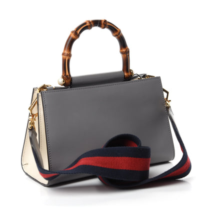Gucci Nappa Bamboo Web Mini Nymphaea Top Handle Bag Deep Grey Mystic White 3 of 10