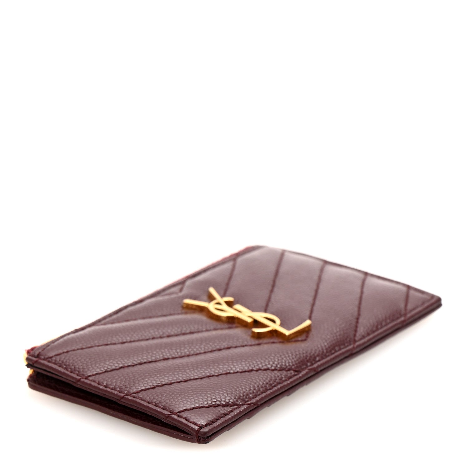 Saint Laurent Monogram Grain de Poudre 5 Fragments Zip Pouch Card Holder Palissandre 4 of 8
