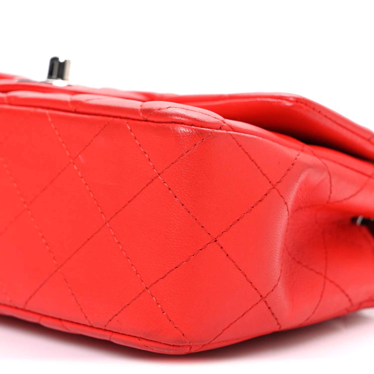 Chanel Lambskin Quilted Mini Rectangular Flap Red 10 of 11