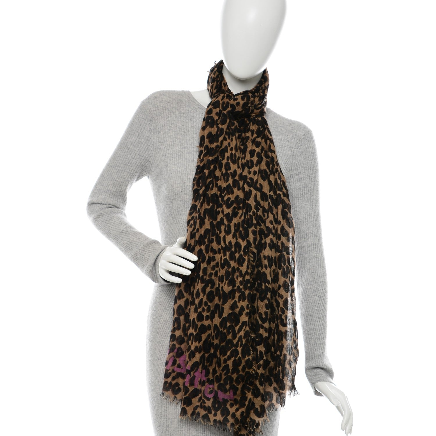 Louis Vuitton Cashmere Silk Leopard Stole Brown 2 of 6