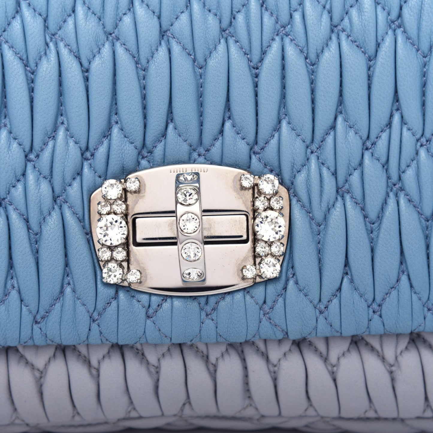 Nappa Matelasse Bi-Color Crystal Flap Clutch Astrale Grey