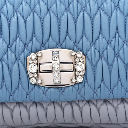Miu Miu Nappa Matelasse Bi-Color Crystal Flap Clutch Astrale Grey 10 of 10