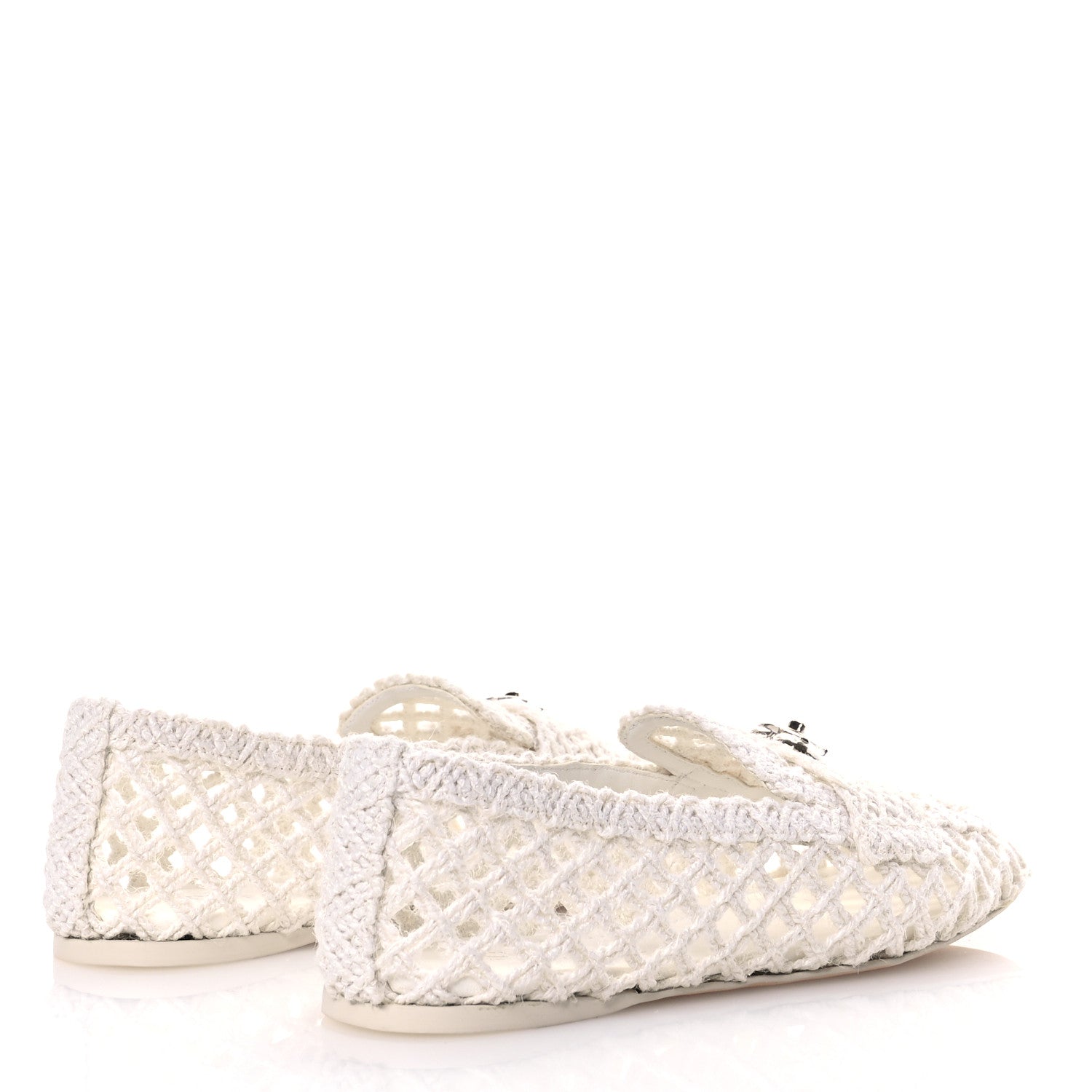 Chanel Cord Braided CC Mocassin Loafers 39.5 White 5 of 9