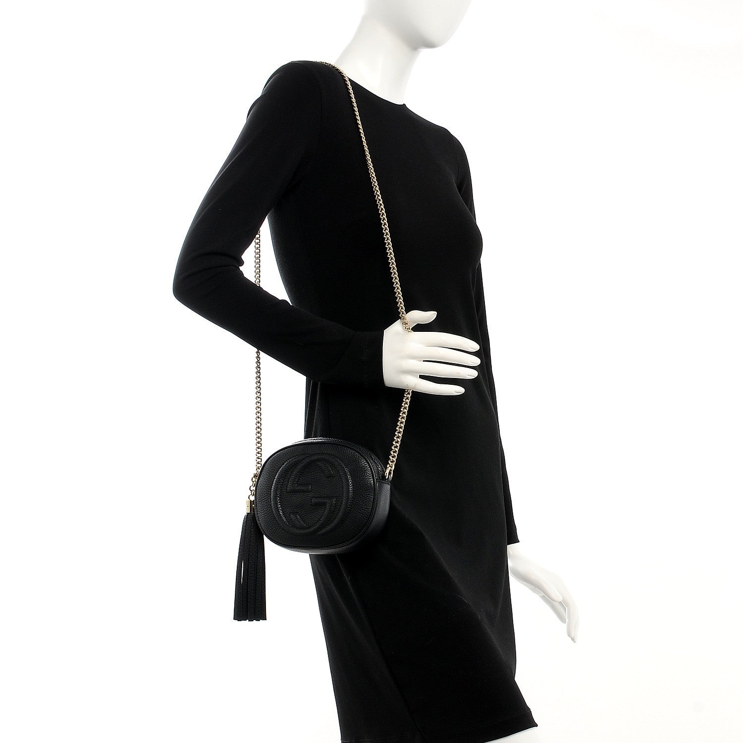 Gucci Pebbled Calfskin Mini Soho Chain Bag Black 2 of 7