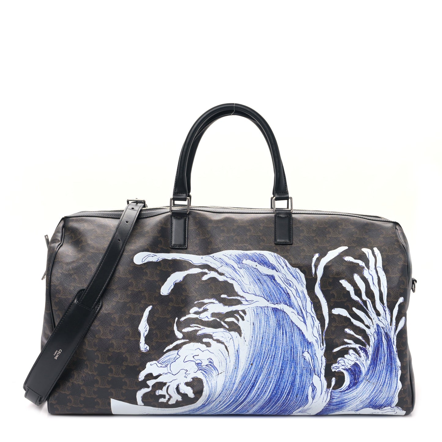 X DAVID WEISS Triomphe Canvas Waves Large Voyage Duffle Black Multicolor