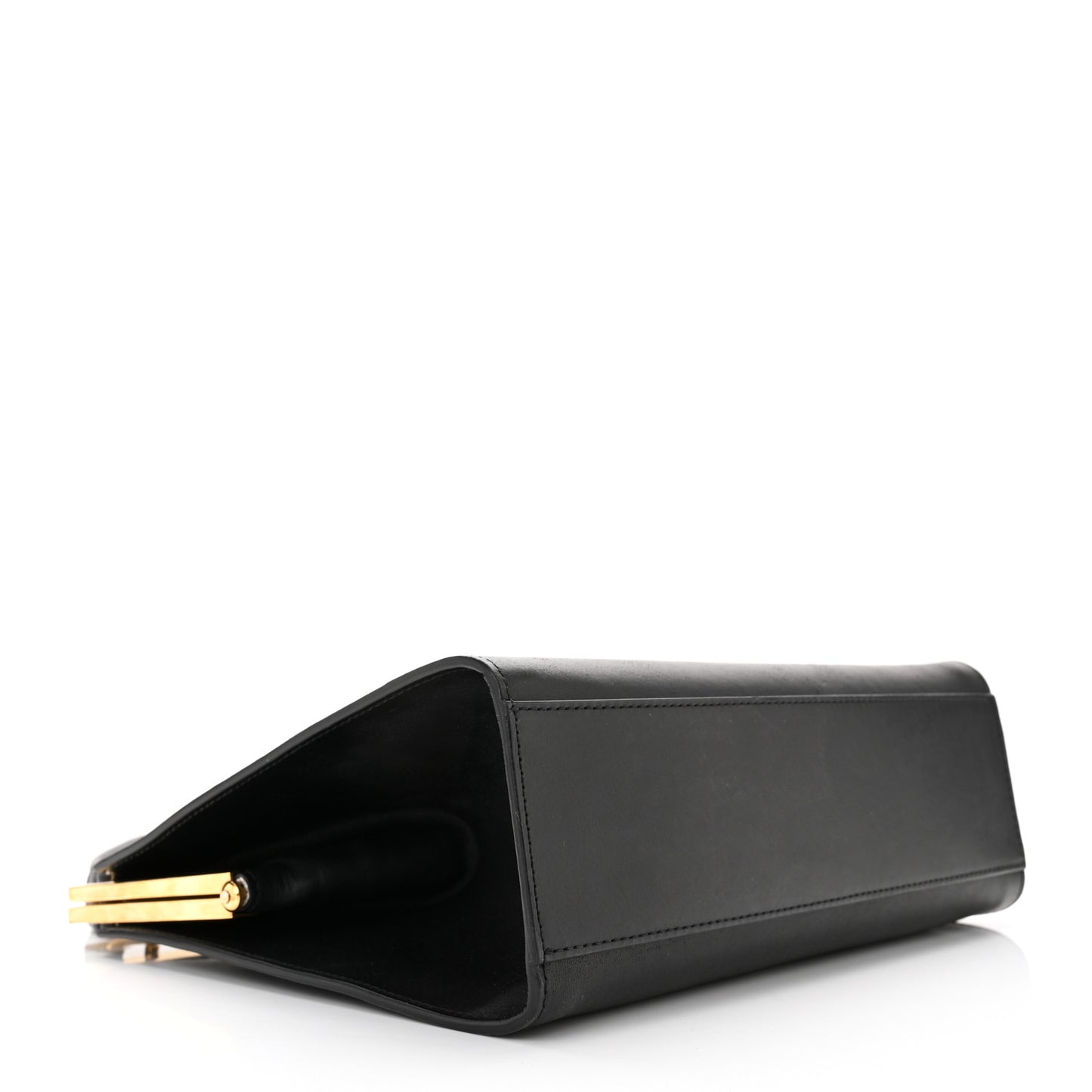 Vegetable Tanned Calfskin Elegant Top Handle Bag Black