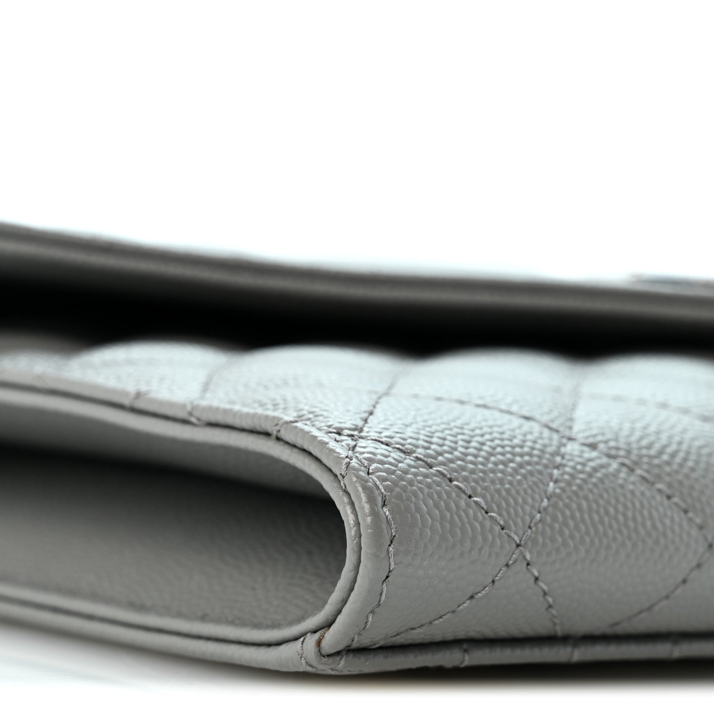 Grain De Poudre Textured Mixed Matelasse Triquilt Monogram Clutch New Stone Grey