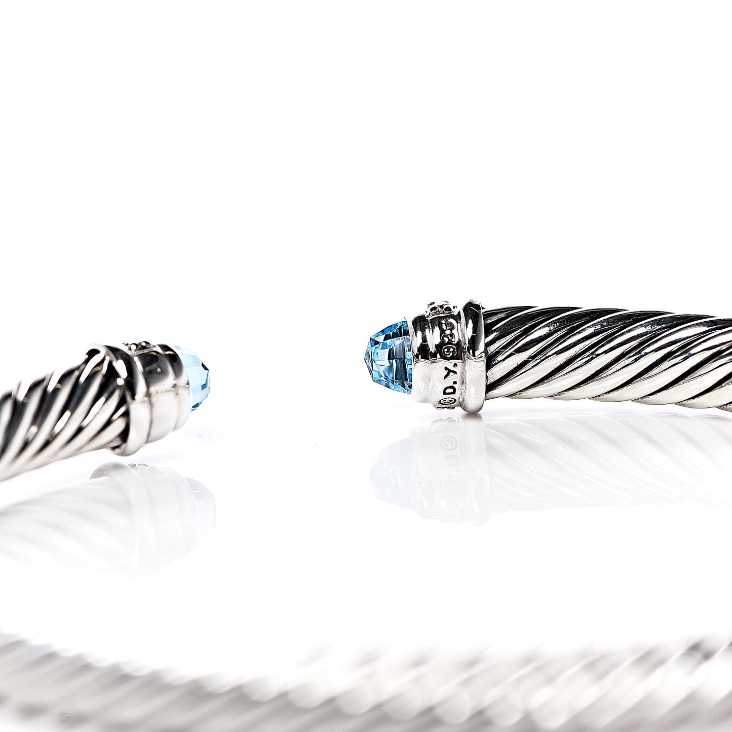 Sterling Silver Diamond Blue Topaz 5mm Cable Classics Bracelet