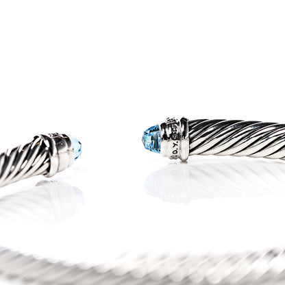David Yurman Sterling Silver Diamond Blue Topaz 5mm Cable Classics Bracelet 4 of 6