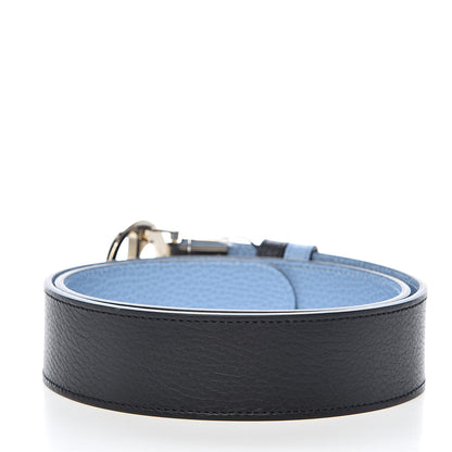 Gucci Dollar Calfskin 1973 Reversible Belt 85 34 Black Mineral Blue 3 of 7