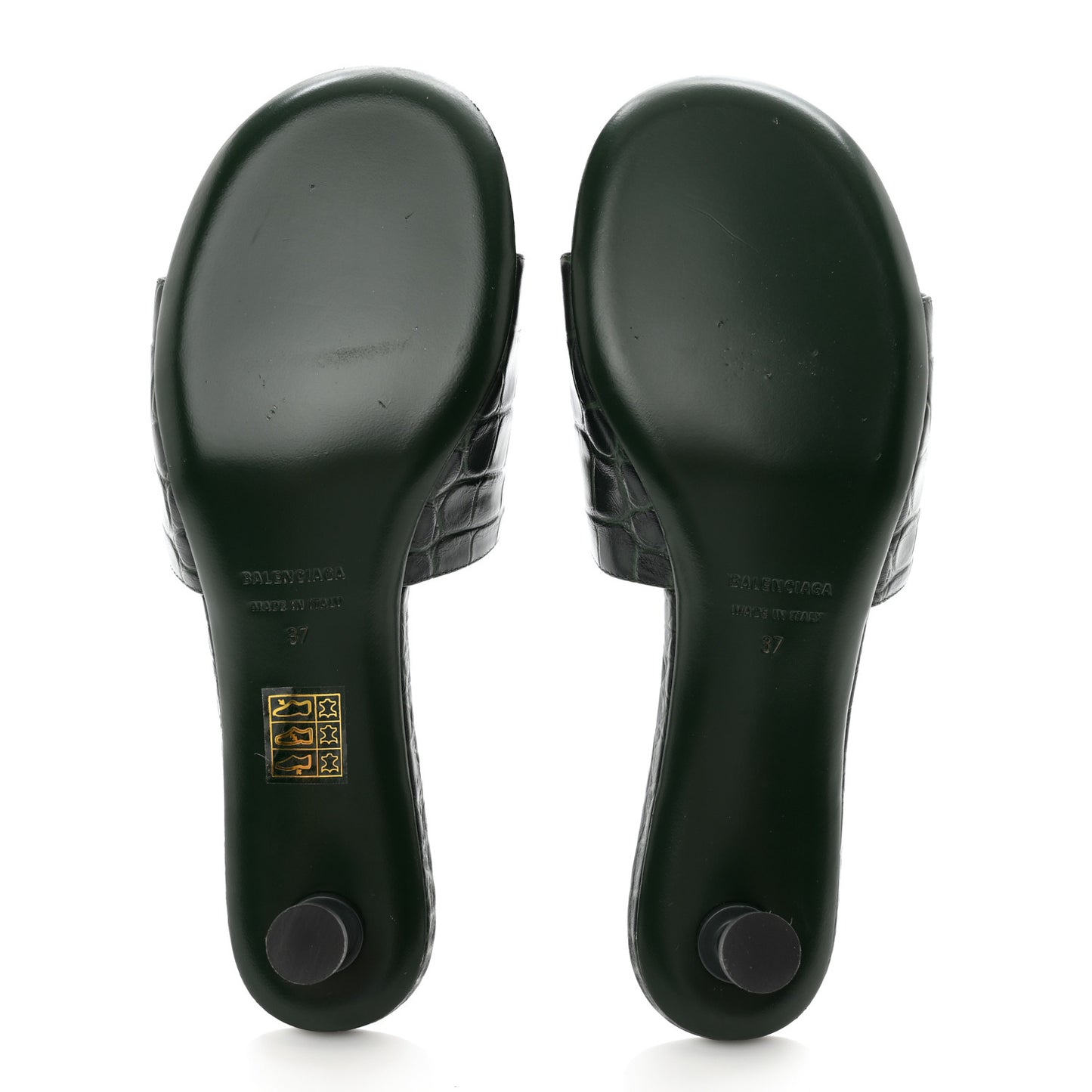 Calfskin Crocodile Embossed Groupie 50mm Sandals 37 Forest Green
