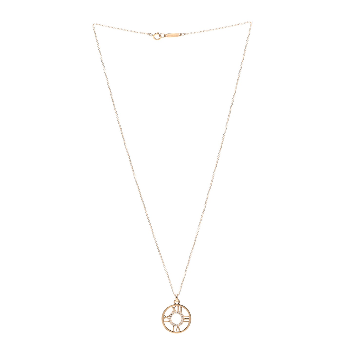 18K Rose Gold Diamond Small Atlas Open Pendant Necklace