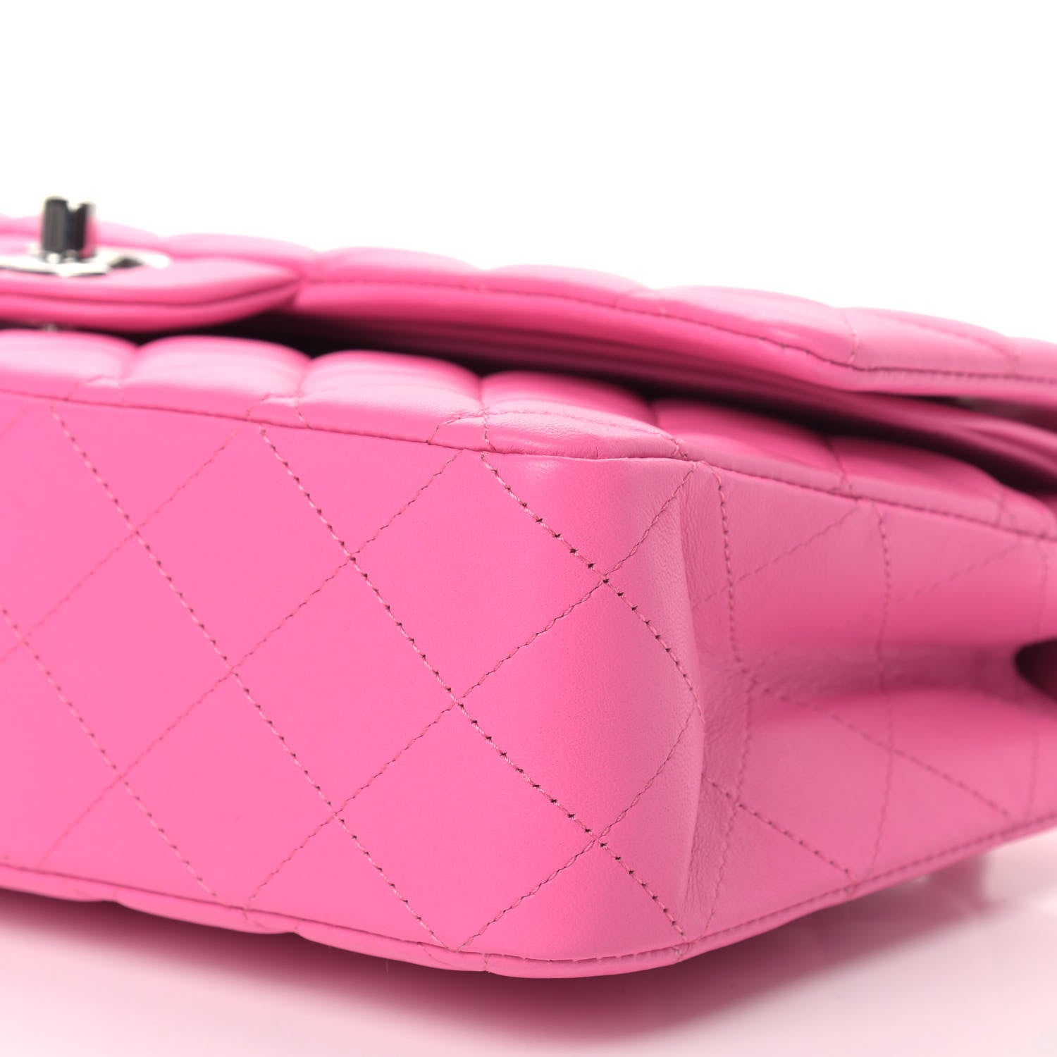 Chanel Lambskin Quilted Medium Double Flap Neon Pink 9 of 9