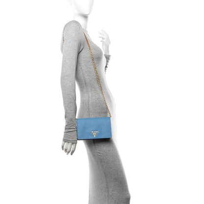 Prada Saffiano Lux Chain Wallet Mare 2 of 11