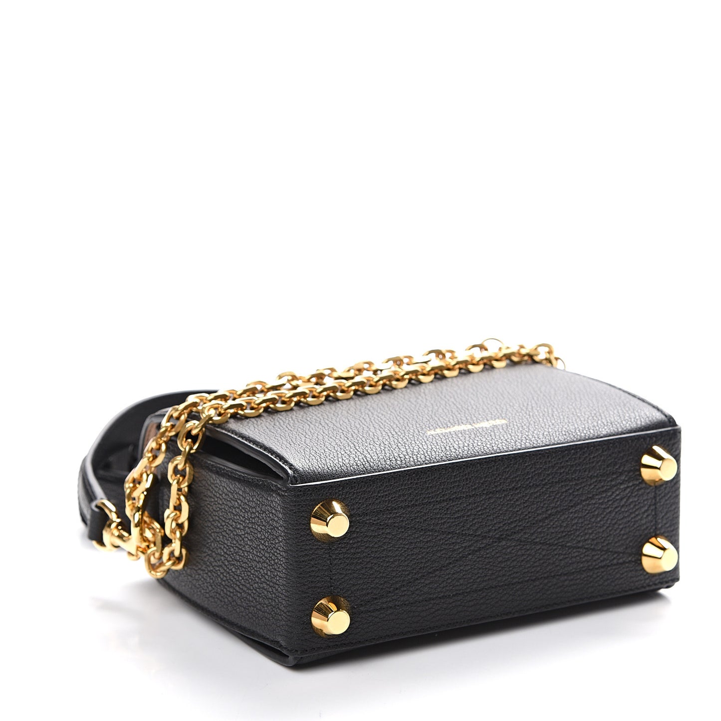 Fine Grain Goatskin Box Shoulder Bag 19 Black