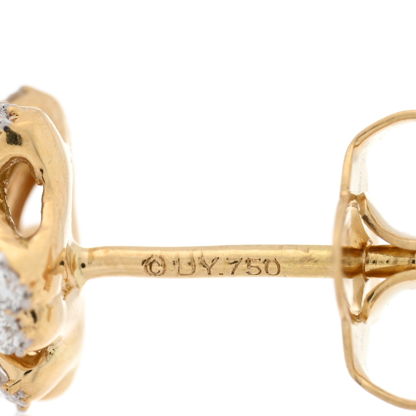 18K Yellow Gold Diamond 9mm Pave Crossover Stud Earrings