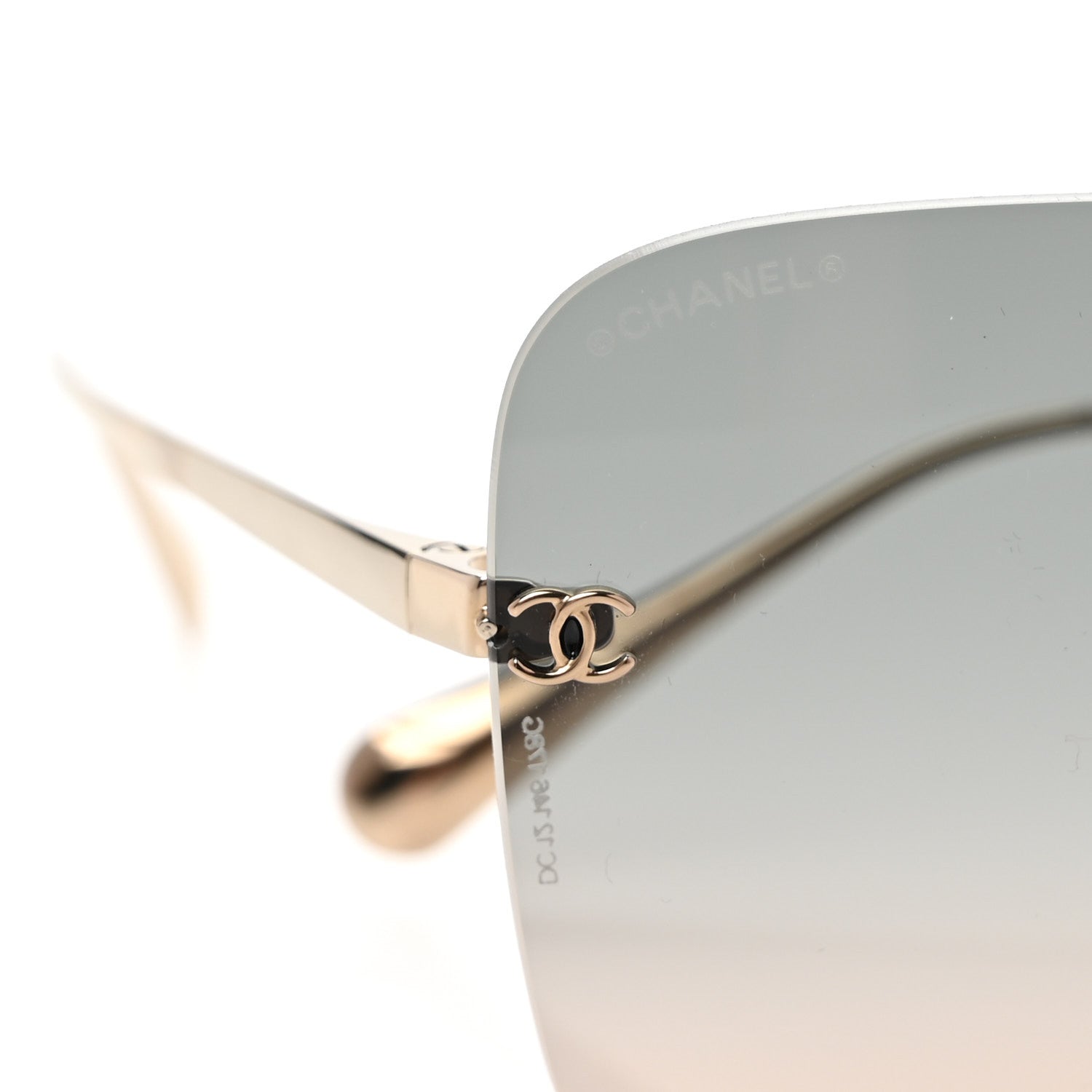 Chanel Titanium Rimless Square Sunglasses 4287-T Gold Black 7 of 8