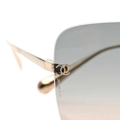 Chanel Titanium Rimless Square Sunglasses 4287-T Gold Black 7 of 8