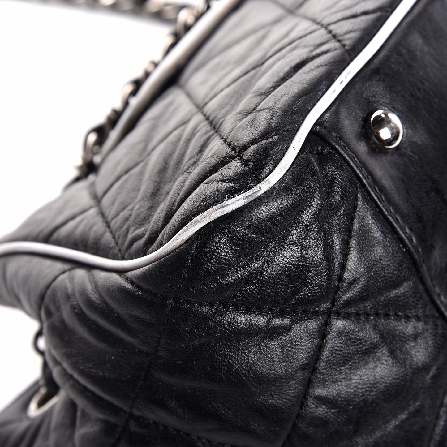 Lambskin Quilted East West Accordion Flap Black