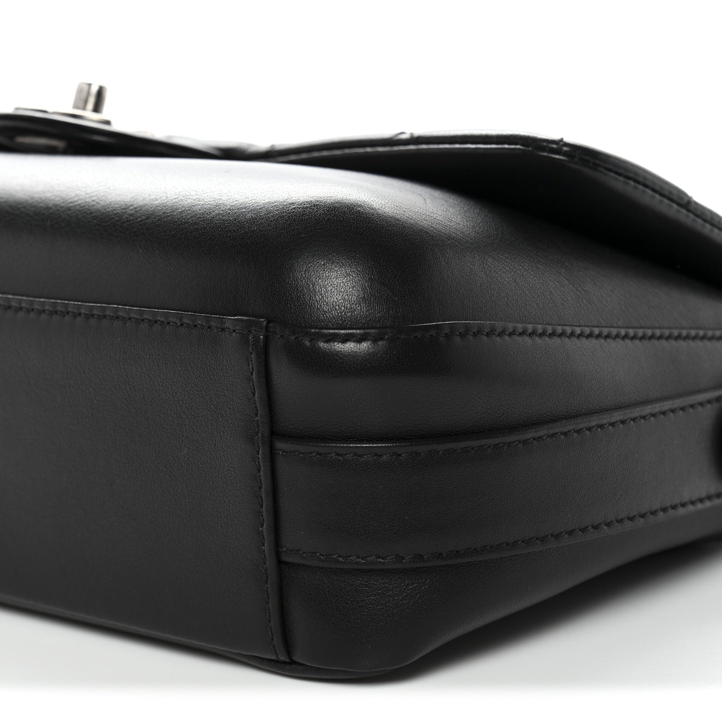 Calfskin Quilted Large Rock My Shoulder Flap Black
