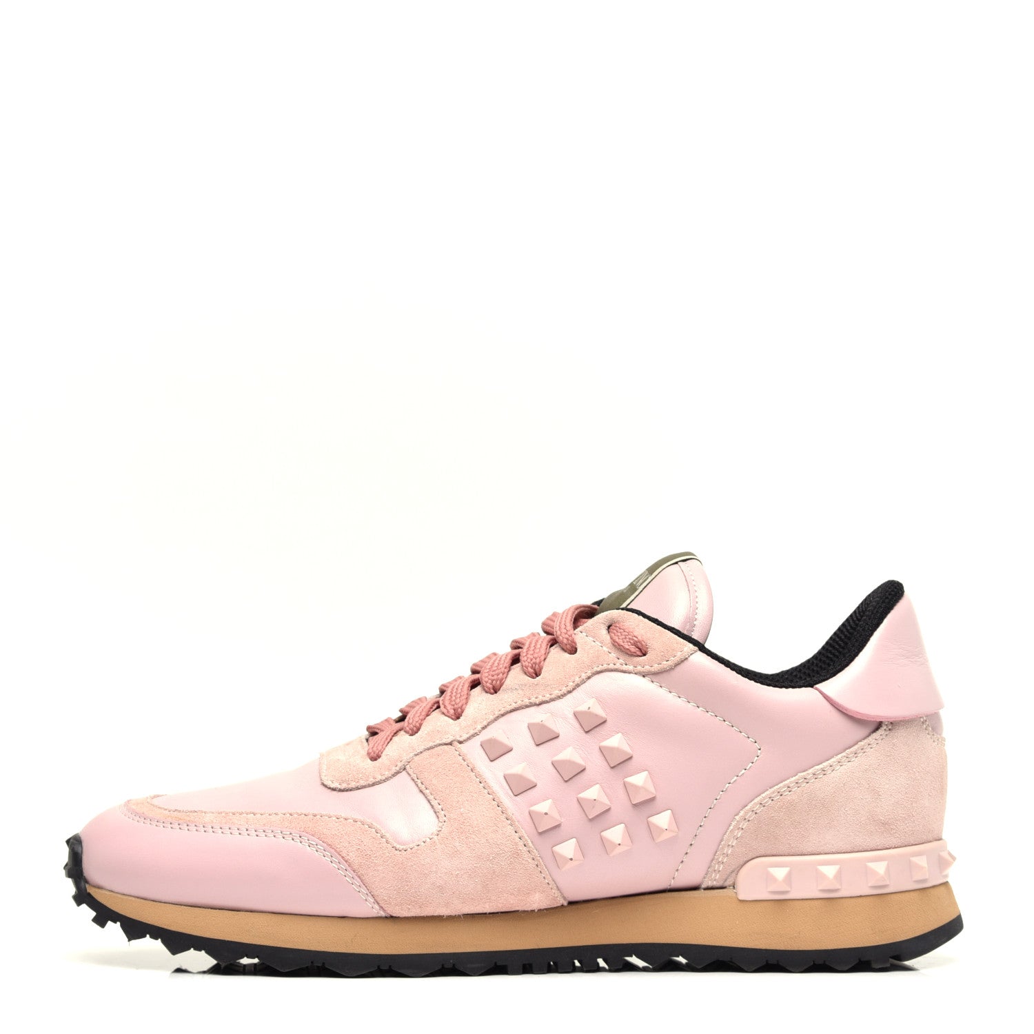 Valentino Garavani Calfskin Suede Rockstud Sneakers 39 Pink 1 of 11