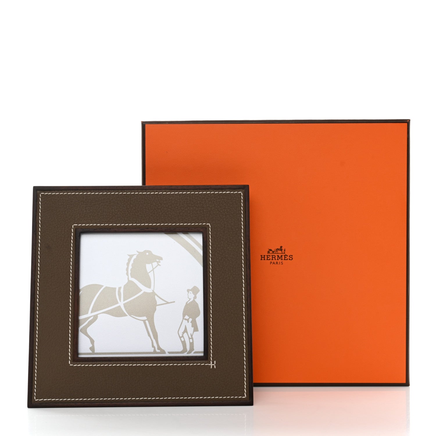 Hermes Mahogany Wood Smooth Taurillon Pleiade Small Picture Frame Ebene 7 of 7
