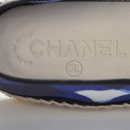 Chanel Mesh Lambskin Check Print CC Espadrilles 42 Blue Black White 5 of 21