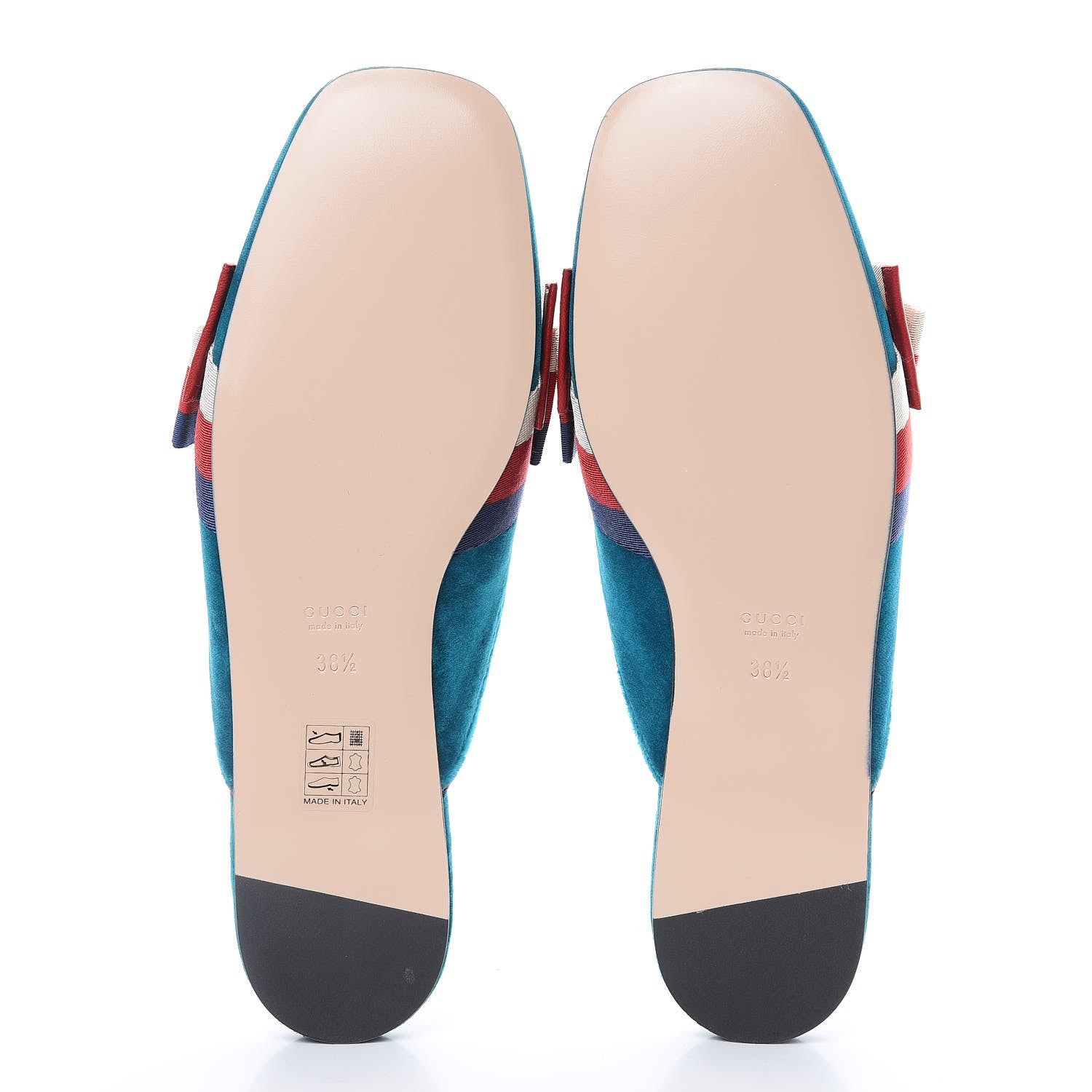 Gucci Velvet Sylvie Bow Slippers 38.5 Pavone 5 of 9