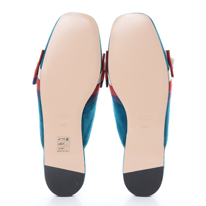 Gucci Velvet Sylvie Bow Slippers 38.5 Pavone 5 of 9
