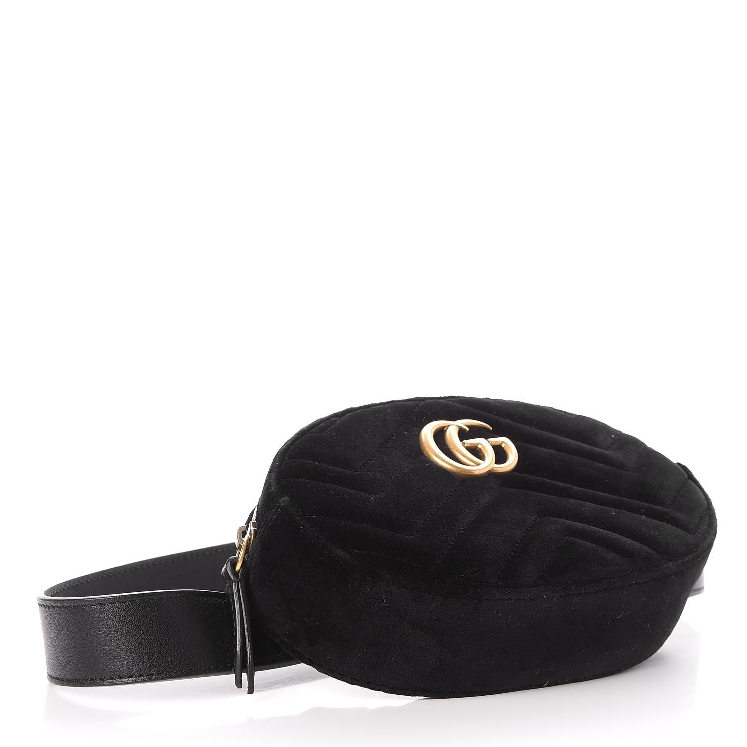 Gucci Velvet Matelasse GG Marmont Belt Bag 75 30 Black 4 of 9