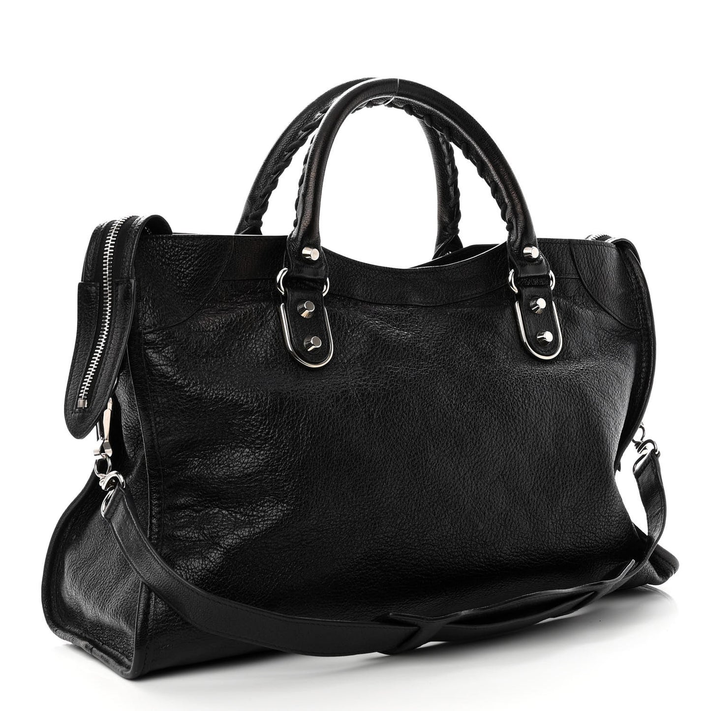 Chevre Silver Metallic Edge Hardware City Black