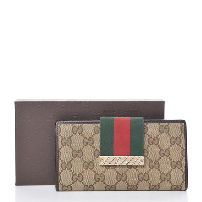 Gucci Monogram Calfskin Ladies Web Continental Wallet Beige Ebony Cocoa 10 of 11