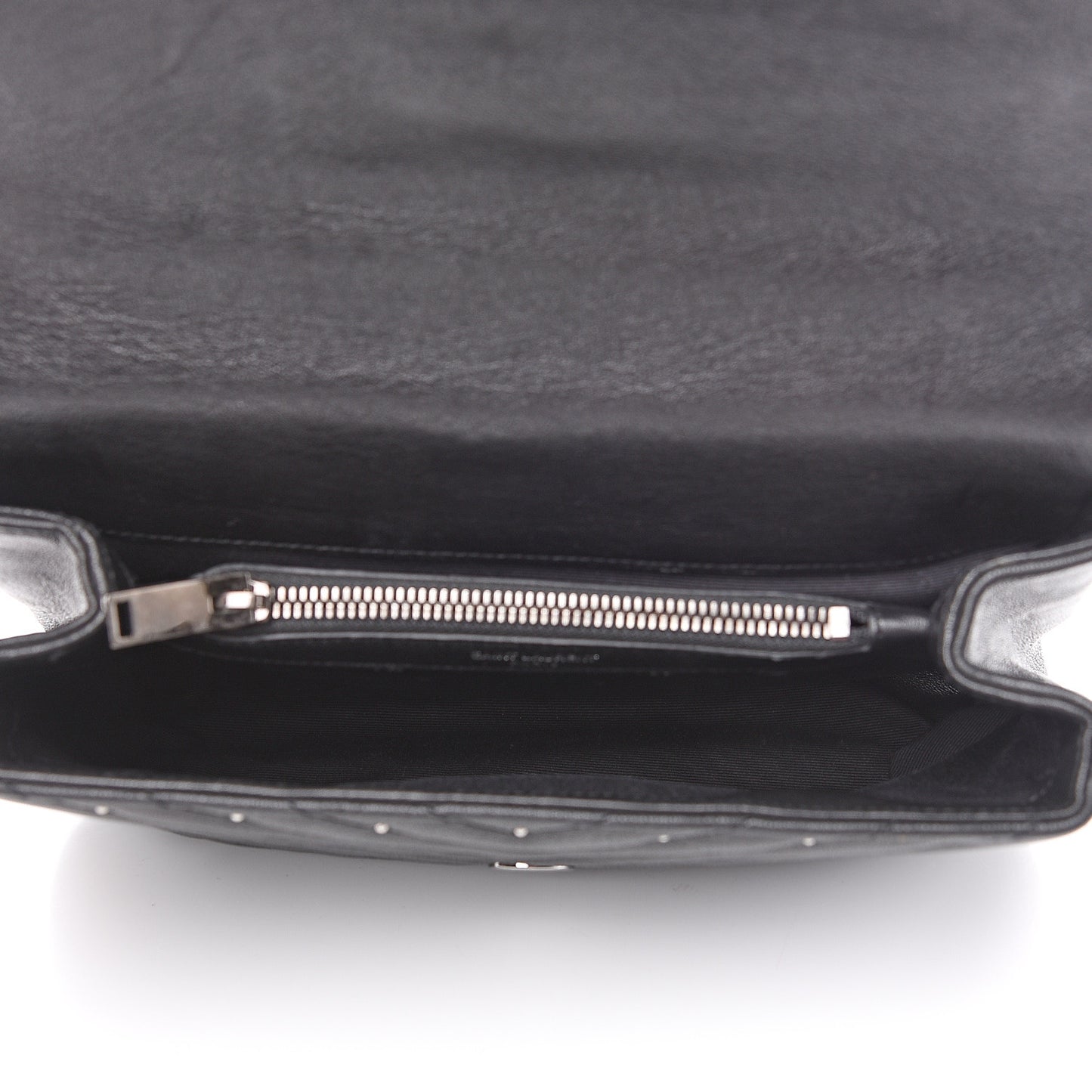 Lambskin Matelasse Chevron Studded Monogram Medium College Bag Black