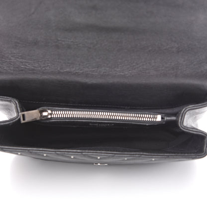 Saint Laurent Lambskin Matelasse Chevron Studded Monogram Medium College Bag Black 4 of 14
