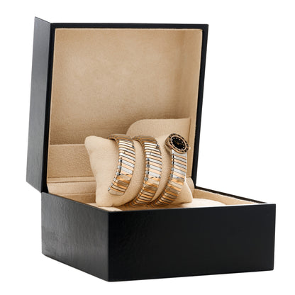 Bulgari Stainless Steel 18K Rose Gold Diamond 19mm Serpenti Tubogas Double Spiral Quartz Watch Black 5 of 5