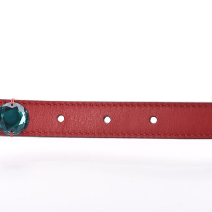 Gucci Calfskin Crystal Embellished Double G Belt 95 38 Hibiscus Red 5 of 6