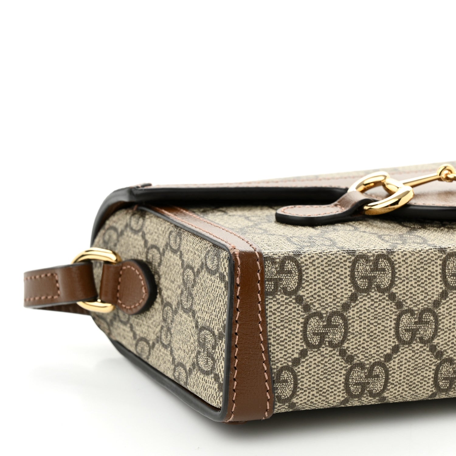 Gucci GG Supreme Monogram Mini Horsebit 1955 Shoulder Bag Beige Brown Sugar 9 of 10