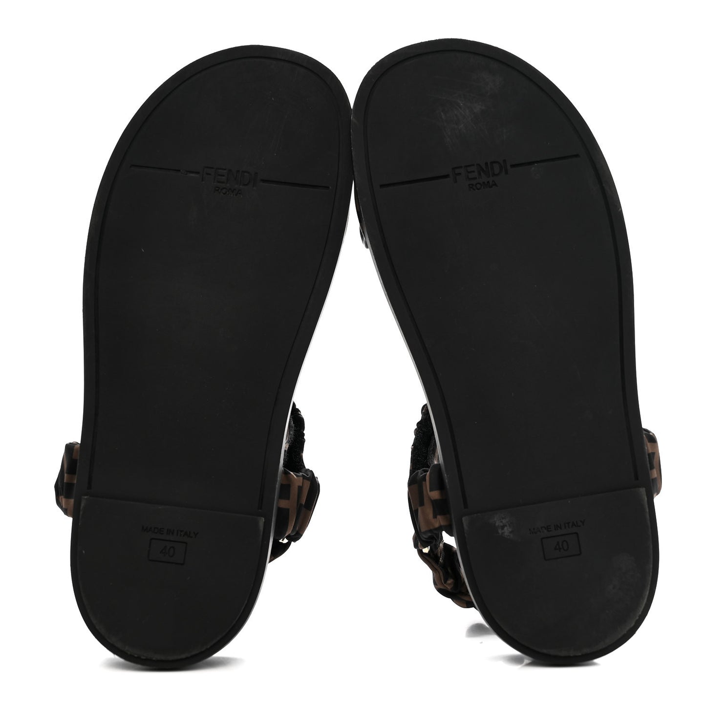 Satin FF Ruched Sandals 40 Tobacco Black