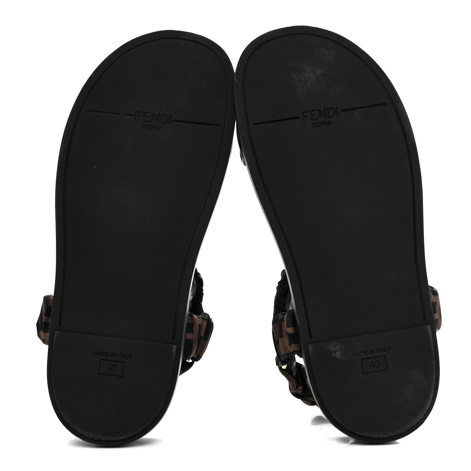 Fendi Satin FF Ruched Sandals 40 Tobacco Black 6 of 9