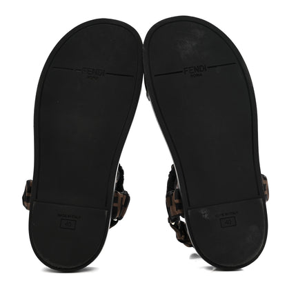 Fendi Satin FF Ruched Sandals 40 Tobacco Black 6 of 9